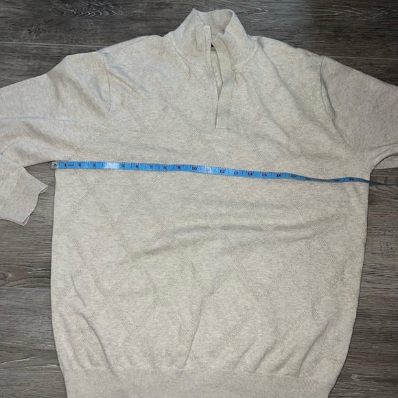Claiborne Men’s 1/4 zip Cotton pullover Sweater Size Medium Cream color - Picture 6 of 9